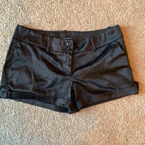 Black satin shorts